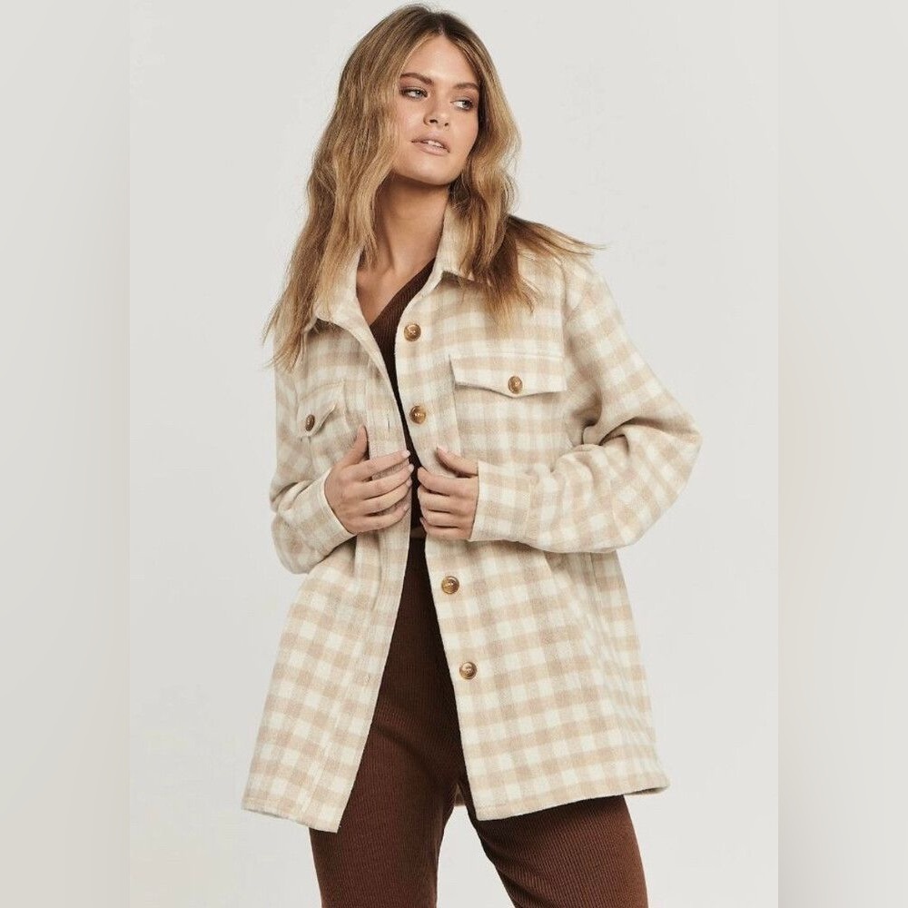 Charlie Holiday Wool-Blend Preston Shacket, size US4.